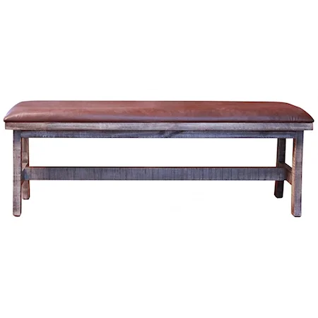 Rustic Breakfast Bench with Bonded Leather Seat